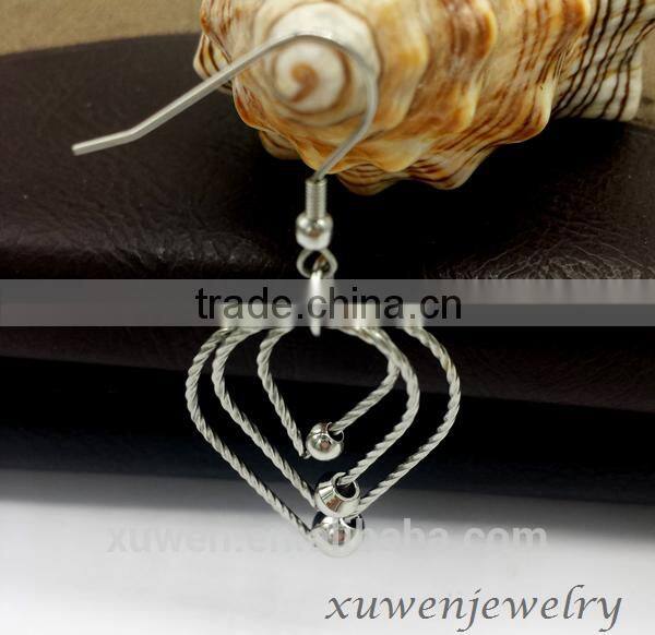 oval red enamel stainless steel long hanging earrings