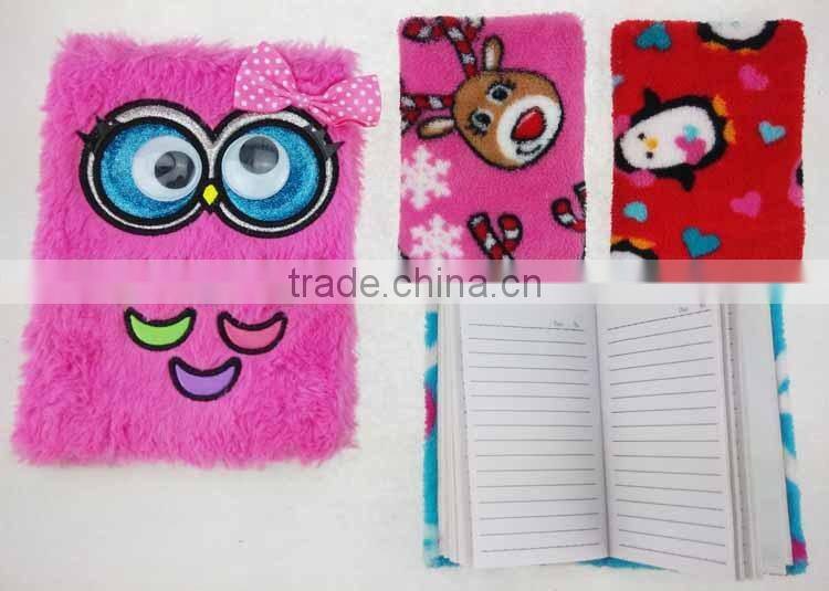 Heart Plush Fabric Mini Notebook with Lock