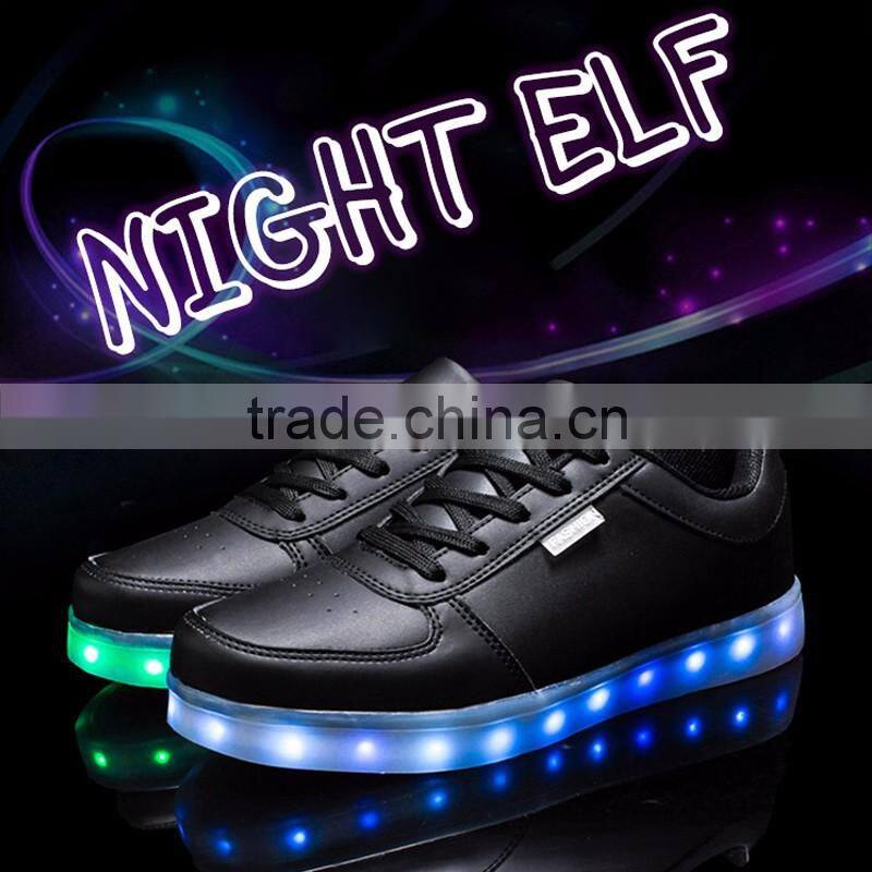 Fast delivery comfortable wearing men white black men size led luminous lace-up casual shoes JK-001