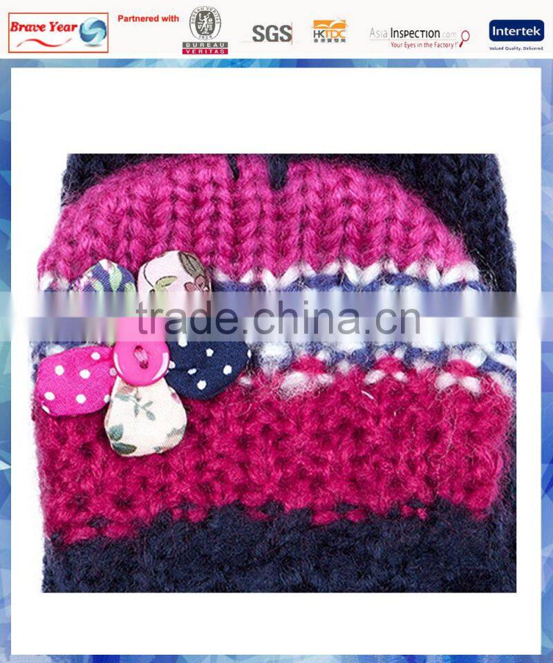 printed flower capped knitting patterns gloves mittens for young girls
