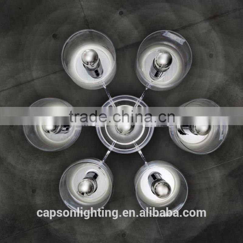 modern desingn glass shade indoor ceiling lamp with chandelier