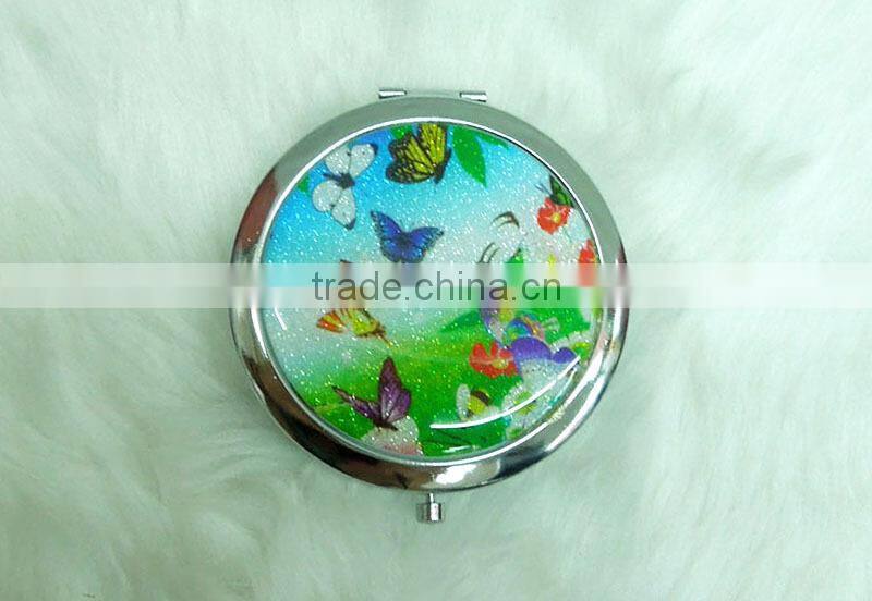 Custom butterfly sticker makeup mirror/professional makeup mirror with epoxy sticker