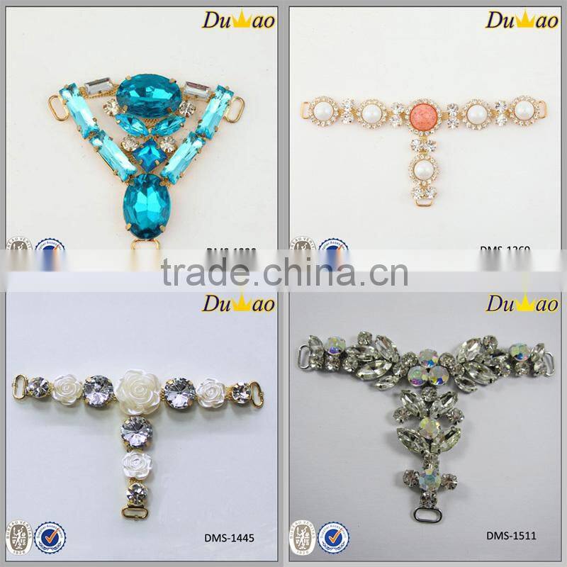 rhinestone shoe ornament with alloy chain for slipper sandal