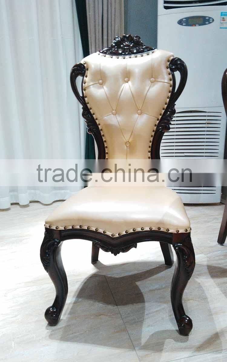 Modern european style wooden dining furniture leather dining chair with tufted back