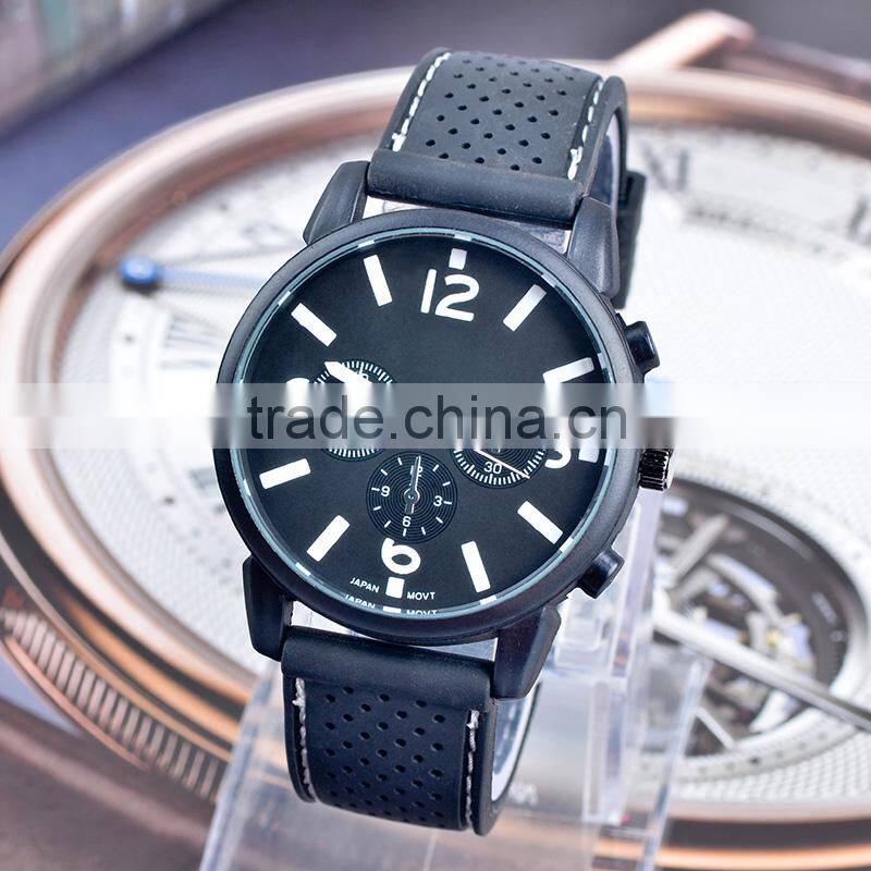 Black Dial Silicone Quartz Analog Water Resistant Shenzhen Sports Watches Men