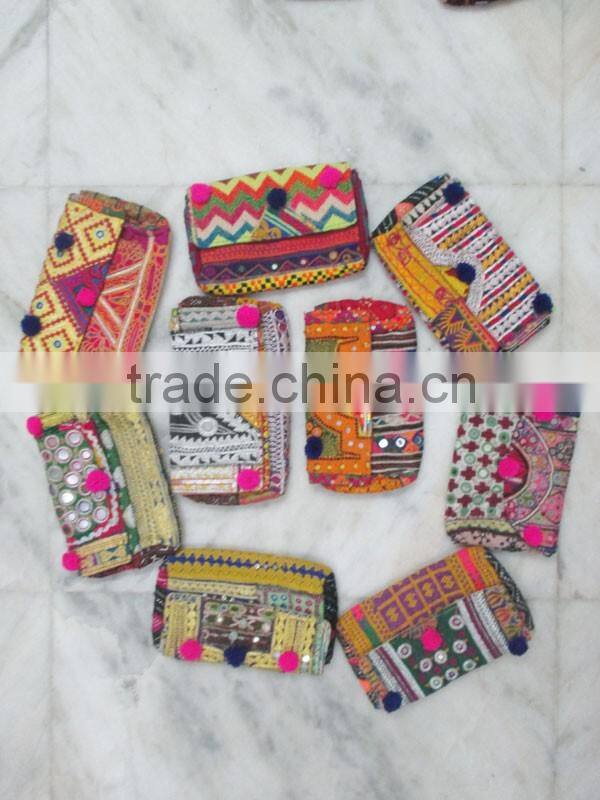 New Design Pom Pom decorated handmade indian vintage banjara clutch bag