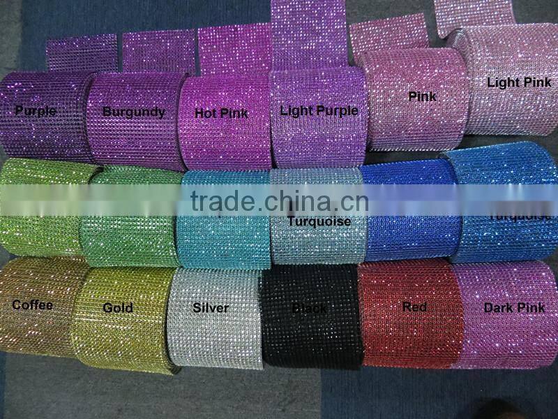 checp price new design 24row plastic rhinestone mesh