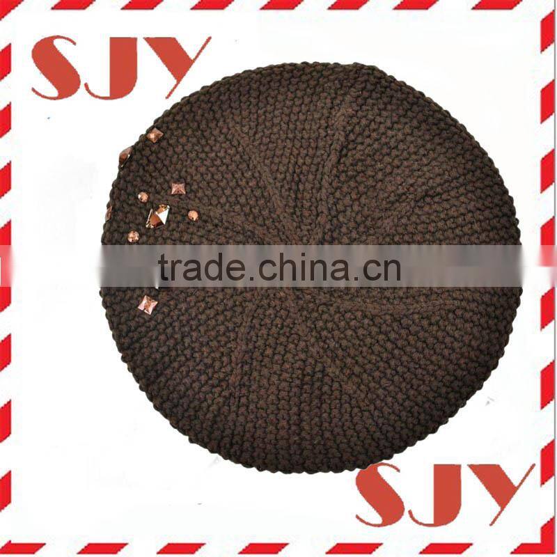 fashion cheap female knitted custom military basque beret