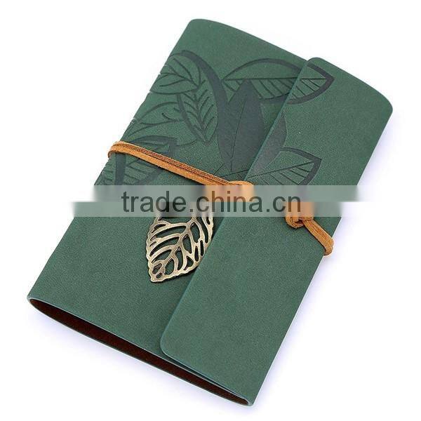 Customized design PU Leather Cover Loose Leaf Blank Notebook Journal Diary Gift