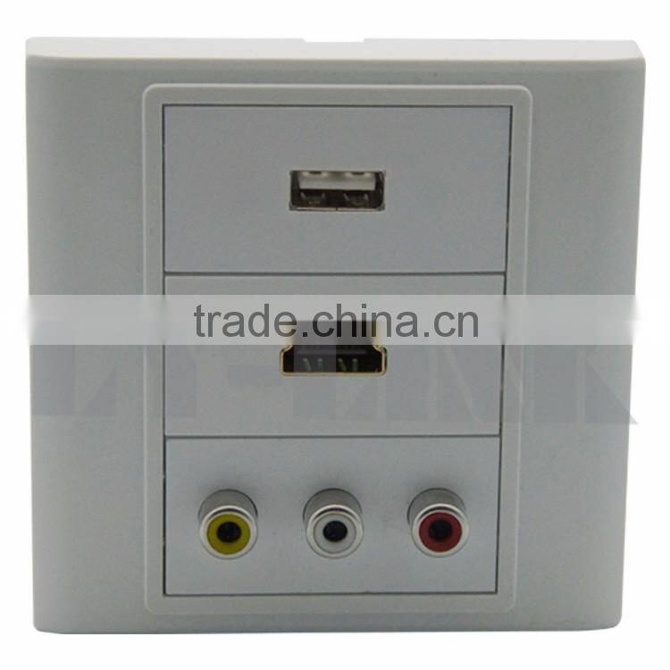HDMI, USB, 3RCA wall face plate with backside screw connection
