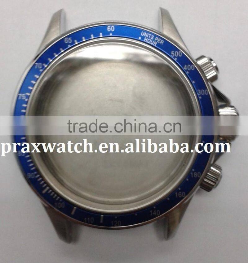 mechanical wrist watch parts 316I watch case stainless steel waterproof blue 50mm wrist watch case