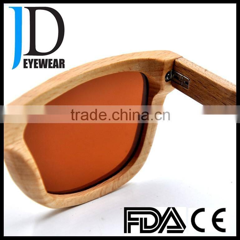 High Quality Natural Wood Red Lens Cusotm Polarized Sunglasses