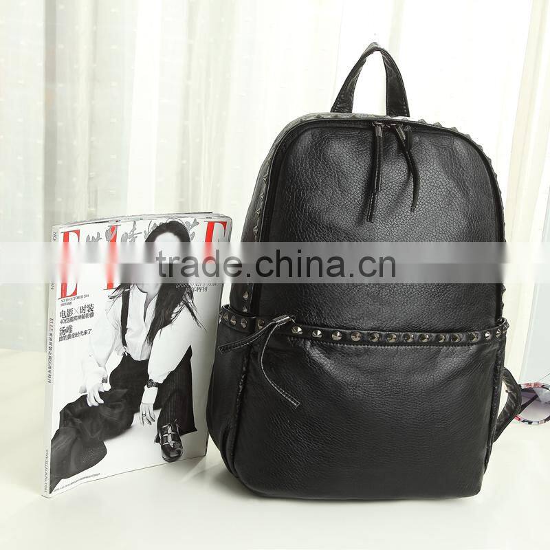 2016 Most popular wicker zipper waterproof backpack and Rivets shoulder bag