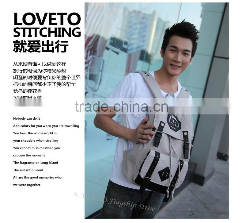 Canvas Drawstring Backpack Computer Satchel Bag Bookbag Canvas And Leather Backpack Stylish Travel Backpack Bag Multi-Colors