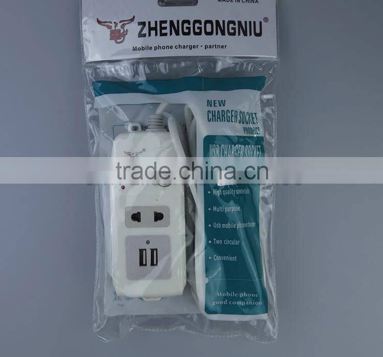 extension wall electrical switch usb socket power strip with 2 usb port output