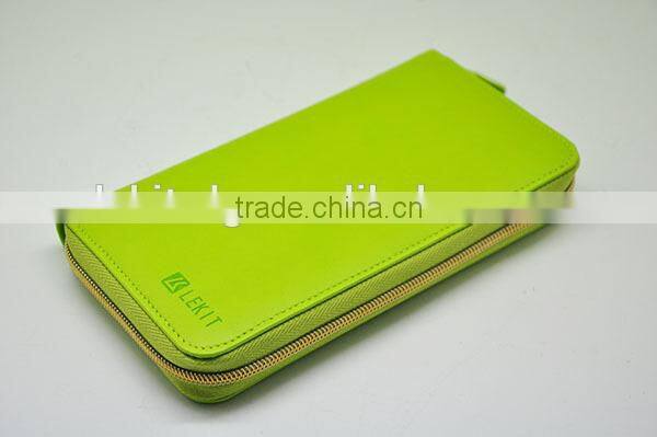 fashion design women leather wallet with zippers purse