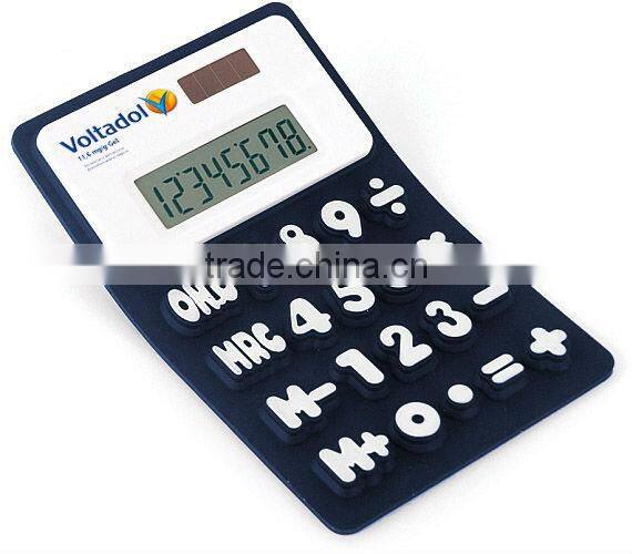 office&business promotional gifts silica gel 8 Digits waterproof Solar flexible Silicone soft rubber calculator