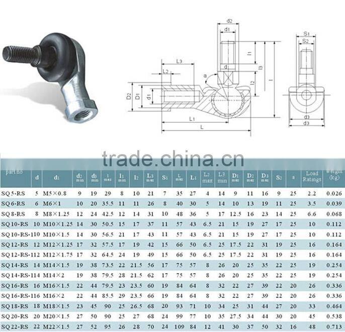 sq 16-rs spherical plain bearing SQ16 SQ ball joint bearing