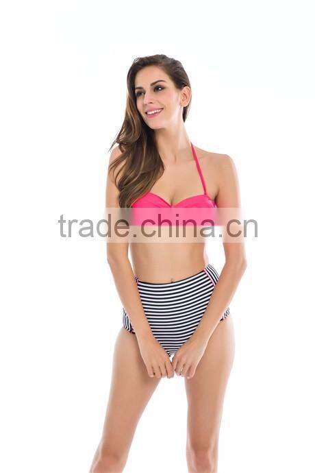 2016 Latest striped Retro High Waist Bikini