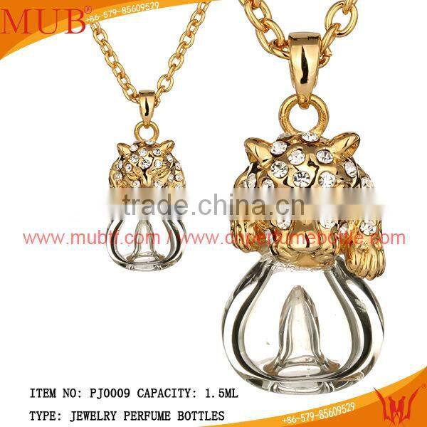 Leopard Shape Necklace Pendant Glass Perfume bottle jewelry Necklace