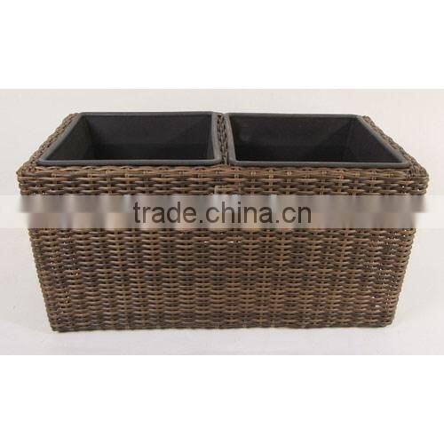S&D Garden furniture hand made Plant pot rectangle wicker rattanlarge size plastic flower pot