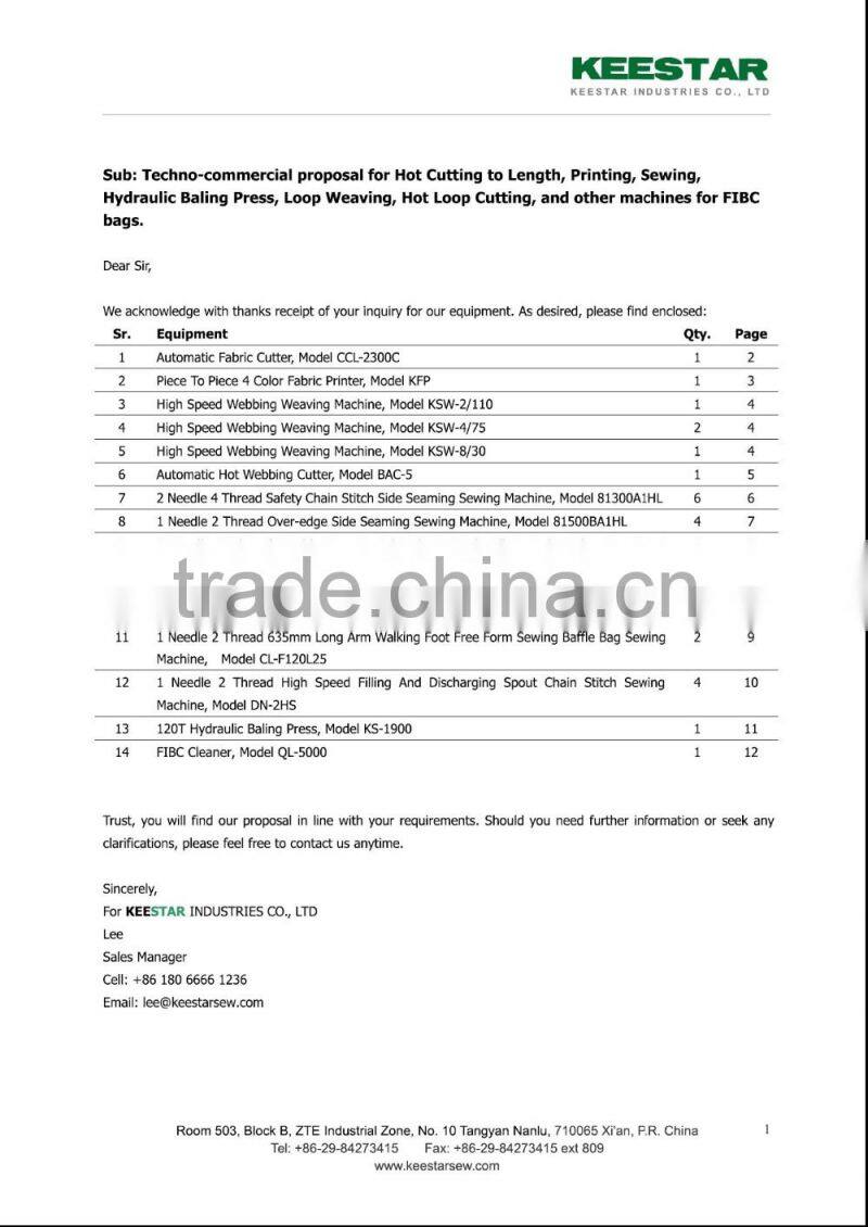 Keestar FIBC jumbo bag big bag making machine