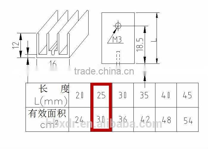 professional customized extruded small size black anodizing aluminum heatsink