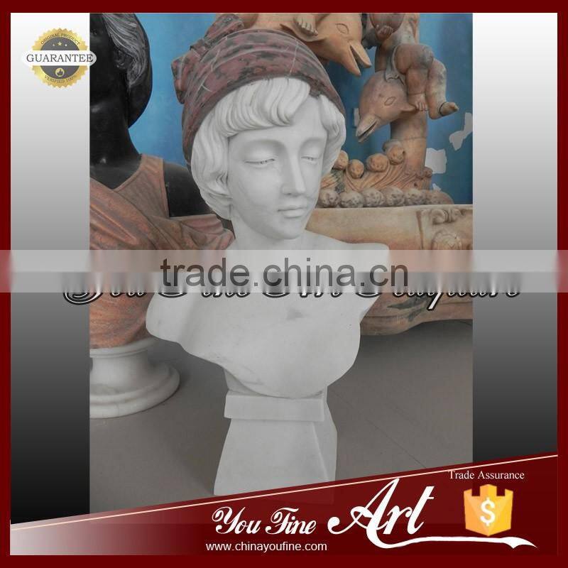 Carved Marble Female Bust Statue For Sale