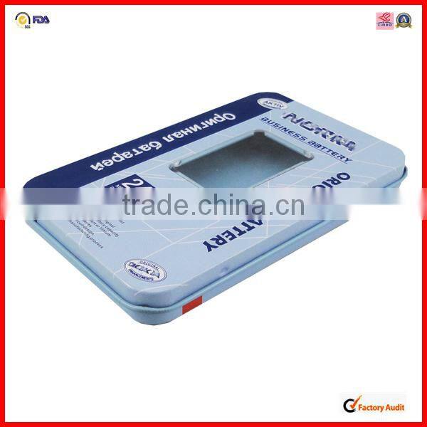 high quality metal battery tins with window