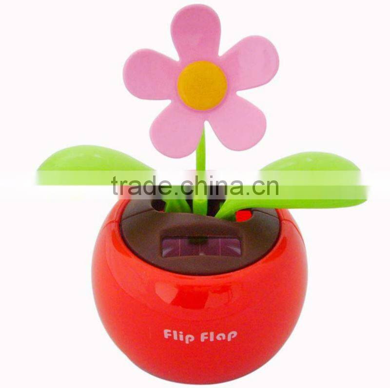 Solar Flip Flop solar flower Toy decorative car ,Christmas Gift