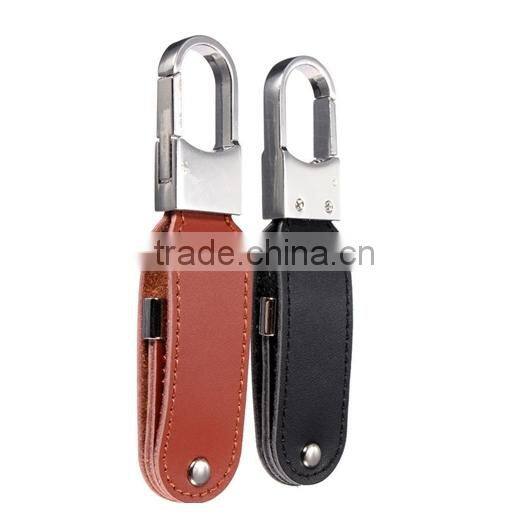 oem popular keychain leather usb flash drive 8gb bluk