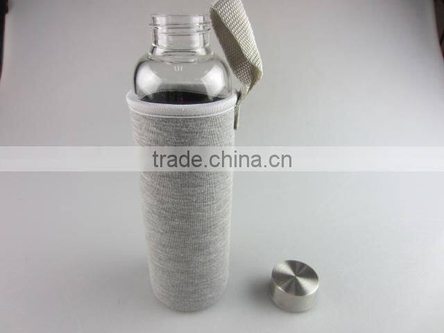 Wholesale glass sport watter bottle with knitted jacket in stock