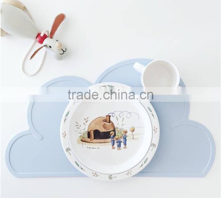 4727cm Waterproof Silicone Placemat Bar Mat Baby Kids Cloud Shaped Plate Mat Table Mat Set Home Kitchen Pads