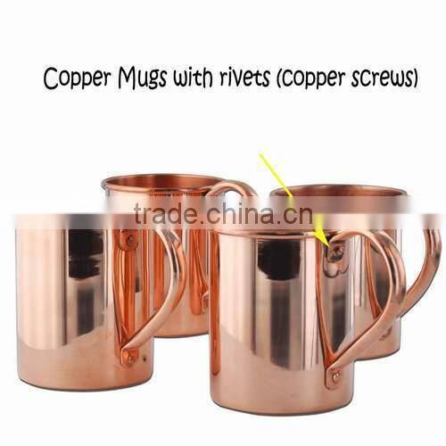 16 OZ 100% COPPER CYLINDER SHAPED GIFT MUGS FOR MOSCOW MULE