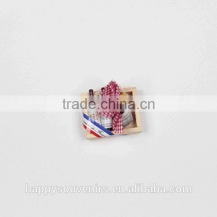 high quality france wooden wine bottle and resign fridge magnets for home decor