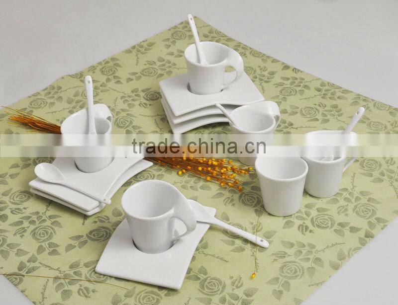 Porcelain Cup and Saucer with Solid Color