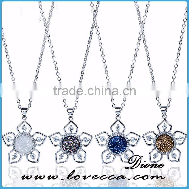 Latest Design Drusy Gemstone Druzy Pendant Wholesale Amethyst Natural Druzy Necklace