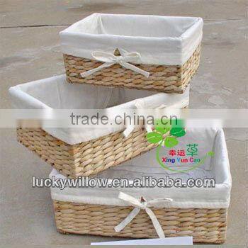 2016 new product straw storage basket with lining &handle for starred hotel wholesale