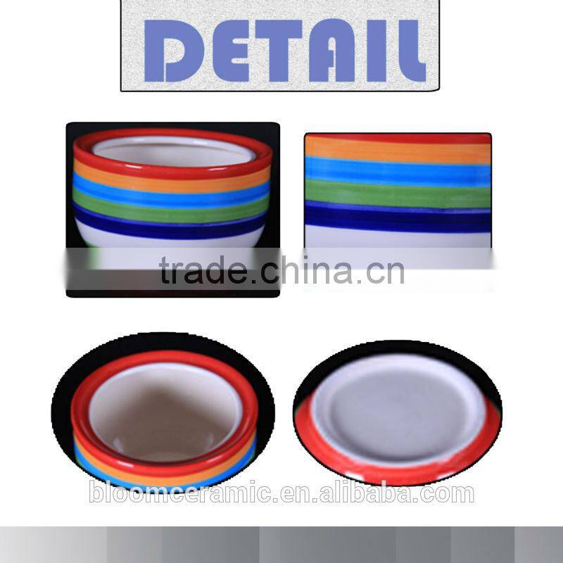 Colorful stripe ceramic ice cream cup