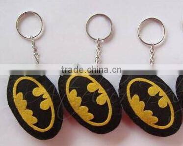 New products wholesale alibaba oval shape ball superhero designed key ring promotional gift felt batman keychain made in China