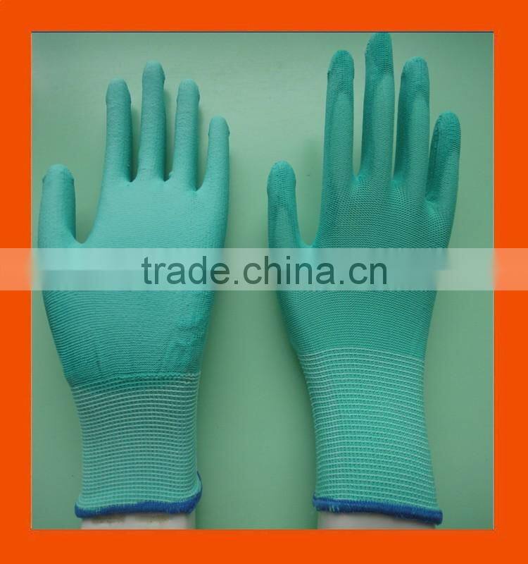 18G Ultra Light Thin Blue PU Palm Coated Warehouse Cashier Work Gloves