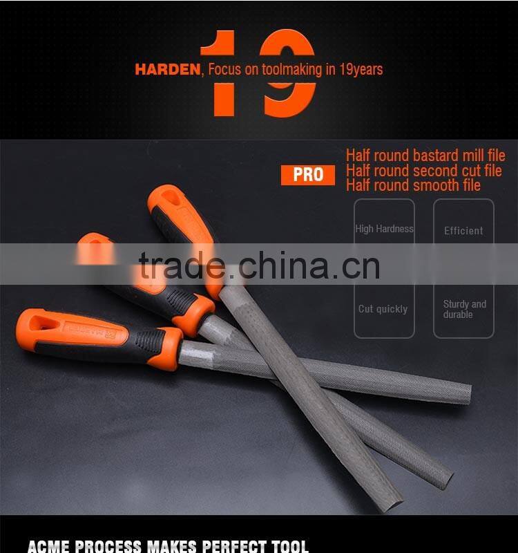 Professional 8" Half Round Smooth Cut File With Soft Handle