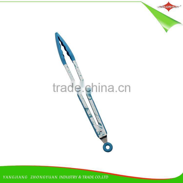 ZY-H2016 eco friendly12-inch silicone cooking food tong with handle