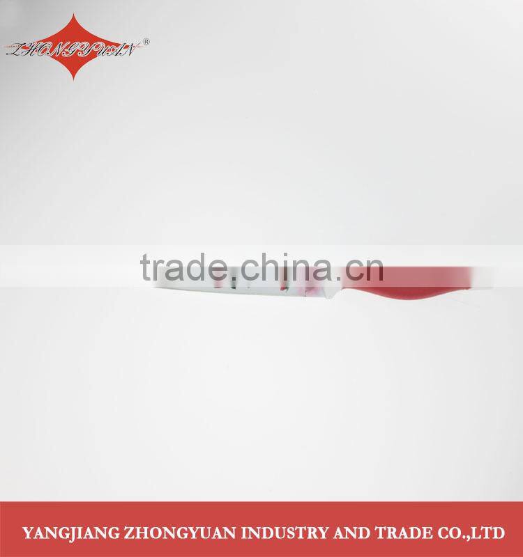 5 pcs set of non-stick coated/colorful rose printing kitchen knives