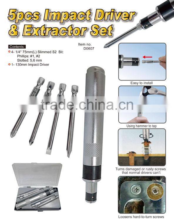 5pcs Impact Driver & Extractor Set