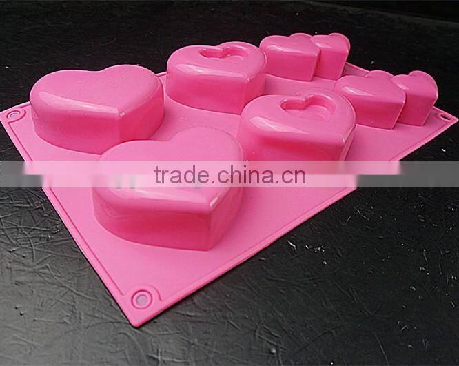 10115 6 pcs hearts Shape Silicone Cake Mold