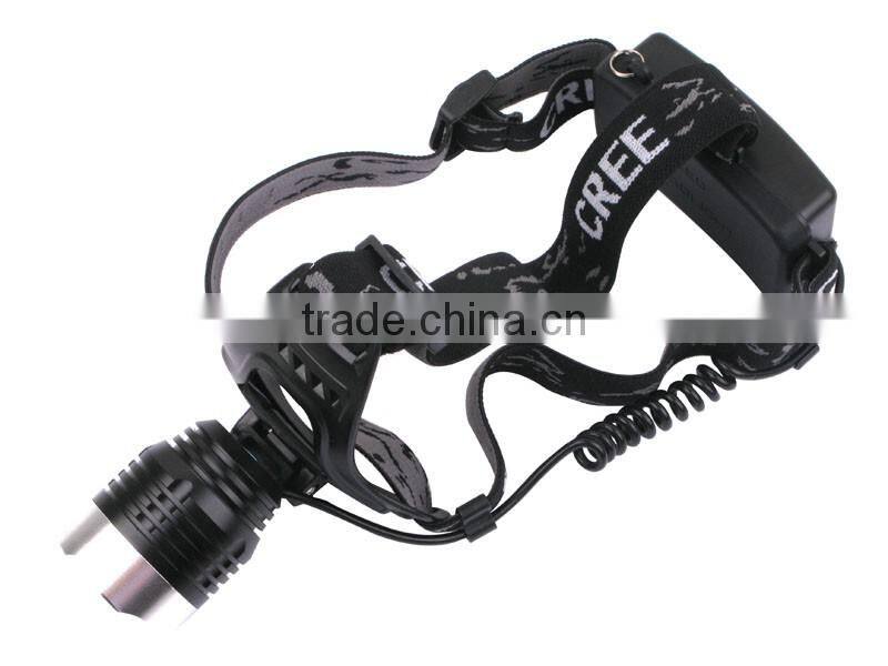 KC-002B 350LM XML T6 Waterproof Head Lamp Led Rechargeable Headlamp Headlight With Zoomable Headband