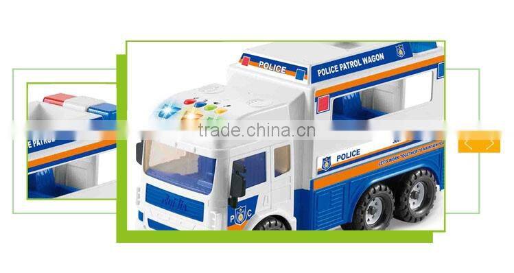 Newest friction inertia set musical electric toy police kit