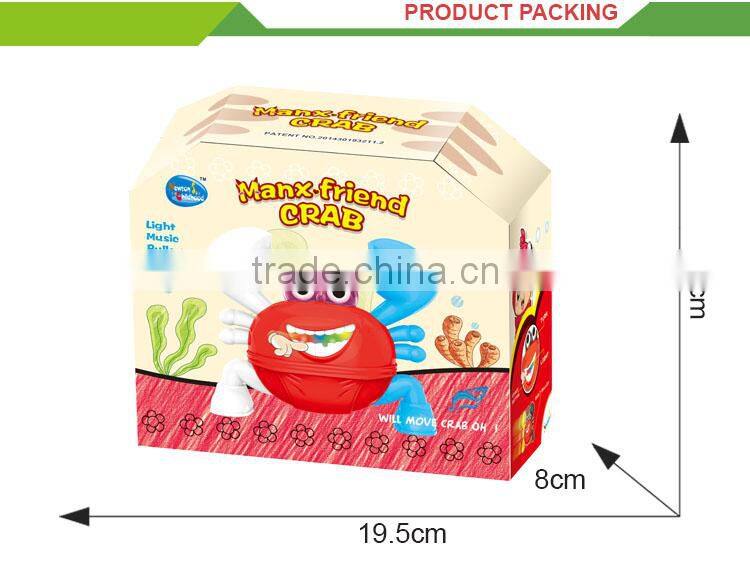 Hot selling kids plastic cartoon crab set baby musical toy