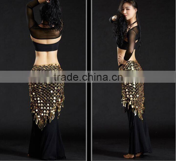 Tribal triangle crochet sequin hip shawl triangle belly dance hip scarf